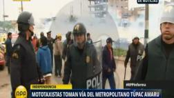 Independencia: mototaxistas bloquearon vía del Metropolitano