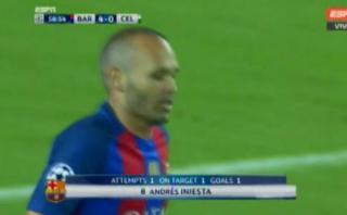Iniesta marcó golazo para el Barcelona tras centro de Neymar