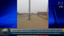 Puente Piedra: postes en medio de la pista causan accidentes