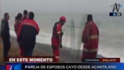Costanera: rescatan a pareja de esposos que cayó por acantilado