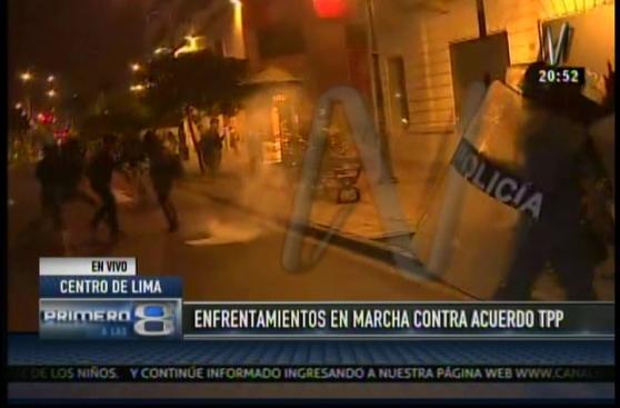 Centro de Lima: Marcha contra el TPP terminó en enfrentamientos