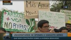 Estudiantes protestan contra by-pass aéreo en Av. Benavides