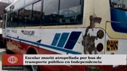 Independencia: escolar de 16 años murió atropellada por coaster
