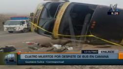 Cuatro muertos deja despiste de bus que iba de Lima a Arequipa