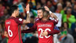 Cristiano Ronaldo marcó doblete ante Letonia con potente volea