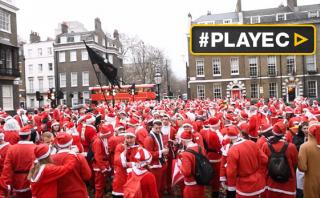 Navidad: Papa Noel invadió Nueva York y Londres [VIDEO]