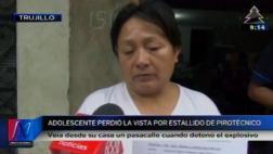 Adolescente perdió la visión de un ojo por estallido de cohetón