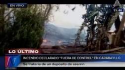 Carabayllo: fuego destruyó un almacén de aserrín