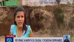 SMP: aumento de caudal de río Rímac causa derrumbes en márgenes