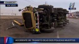 Chancay: dos policías mueren en choque de patrullero y camión