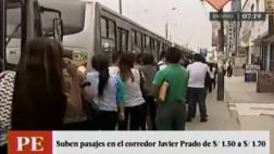 Corredor Javier Prado: malestar en usuarios por alza de pasaje