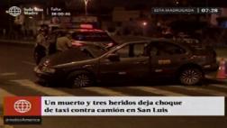 San Luis: un muerto y 3 heridos por choque entre taxi y camión