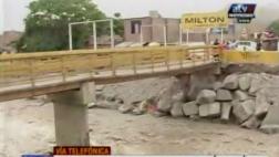 Los Olivos: cierran puente a punto de colapsar en río Chillón
