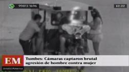 Cámaras captan a sujeto golpeando a mujer en calle de Tumbes