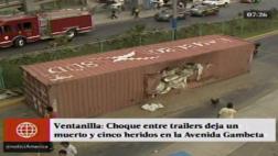 Container cayó en medio de Av. Gambetta y dejó un muerto