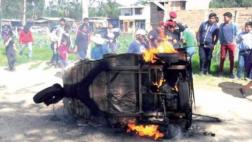 Cajamarca: queman mototaxi tras detención de presuntos abigeos