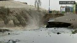 Río Rímac destruye pista y polideportivo cerca de Puente Dueñas