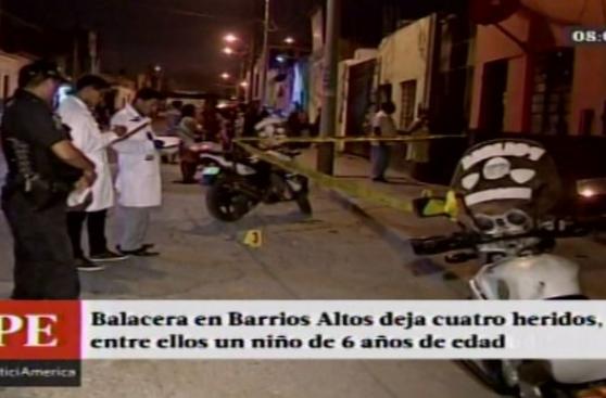 Barrios Altos: tres menores, uno de 6 años, heridos en balacera