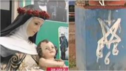 Roban imagen de Santa Rosa de Lima y dejan pintas 'satánicas'