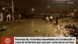 Intensa lluvia inundó calles y viviendas en Carabayllo