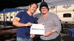 Kenji Fujimori y Nancy Lange, juntos en campaña de donativos