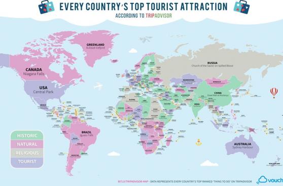Los mejores atractivos de las ciudades están en un solo mapa