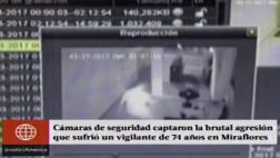 Miraflores: captan brutal agresión a conserje de 74 años