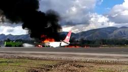 Jauja: el momento en el que avión comenzó a incendiarse