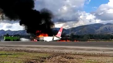 Jauja: el momento en el que avión comenzó a incendiarse