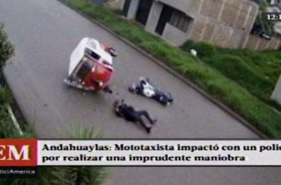 Apurímac: policía motorizado choca violentamente con mototaxi
