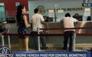 Nadine Heredia acudió esta mañana a control biométrico mensual