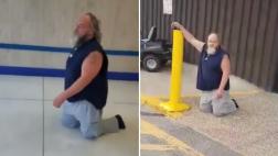 Hombre se arrastra hasta su auto por mala atención en mercado