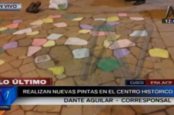 Cusco: detienen a turista por pintar calle de centro histórico
