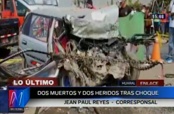 Huaral: tres personas mueren en choque frontal de automóviles