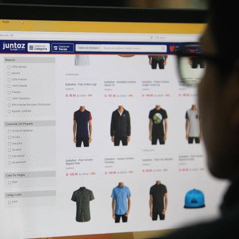 Cuando uno ingresa a una tienda virtual alojada en Juntoz, entre las opciones de búsqueda solo verá los productos de esa empresa o marca.