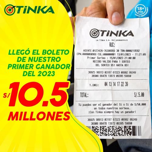 Resultados - Sorteo Tinka – Miércoles 25 De Enero De 2023 | Pozo ...