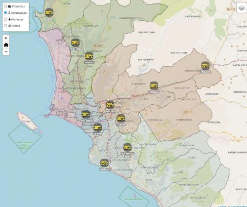 Estaciones ubicadas en La Molina, Ancón, Carabayllo y San Borja registran temperaturas próximas a los 30 °C. Asimismo, velocidades de viento cercanas a los 26 km/h en distritos de Lima este.